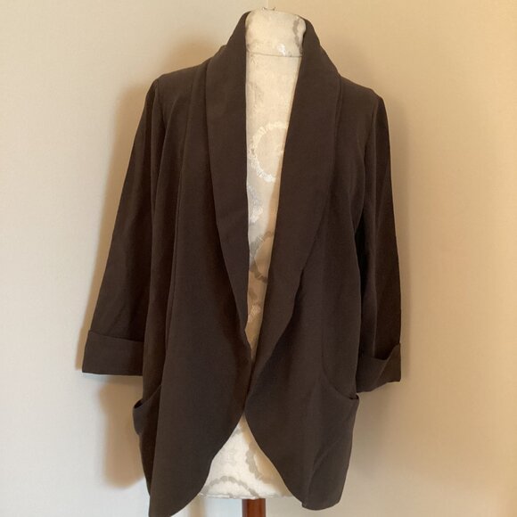 Aritzia Wilfred Chevalier Blazer Crepe Slouchy Open Front Jacket in Green SIZE 4 - Picture 4 of 4